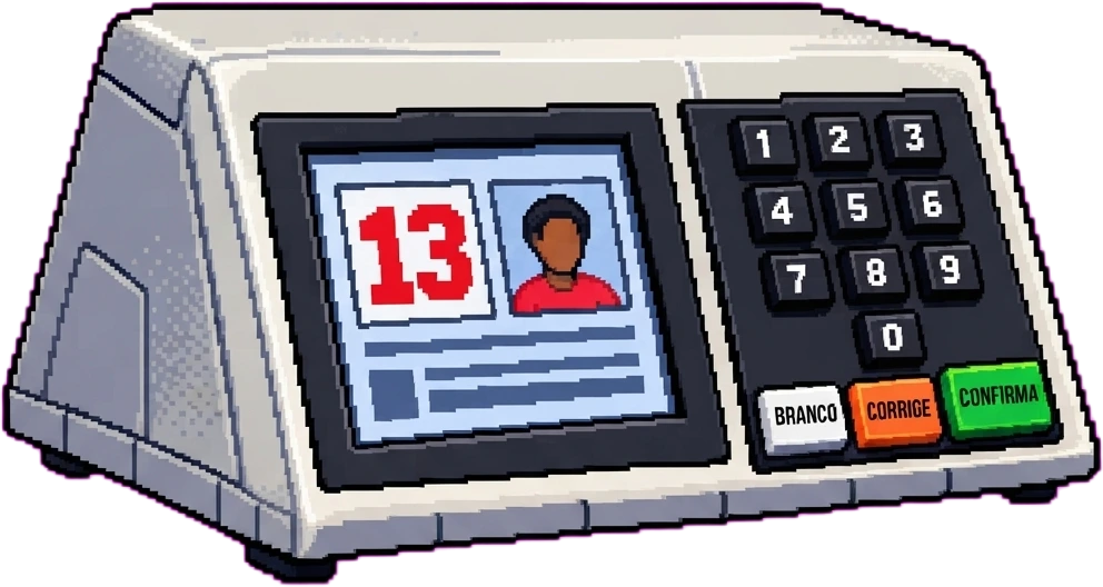 Urna eletrônica em pixel art